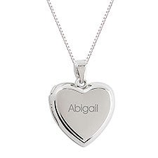 Engraved Kid's Sterling Silver Heart Locket Necklace    - 55097