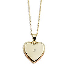 Engraved Kid's 14K Gold Over Sterling Heart Locket Necklace   - 55098