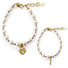 Mom & Me 14K Gold/Sterling Beaded Bracelet Set of 2   - 55104