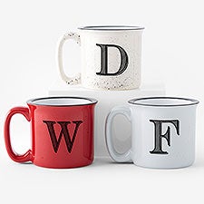 Noir Initial Personalized Speckled Ceramic Camp Mug - 55107