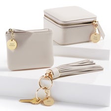 Kittenish Personalized Leather Travel Essentials Gift Set in Cream  - 55116
