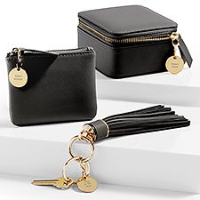 Kittenish Personalized Leather Travel Essentials Gift Set in Black  - 55117