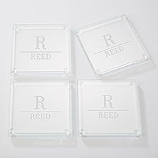 The Signature Personalized Glass Coaster Set and Holder - 55274