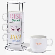 Espresso Puns Personalized 6oz Stackable Mug Set of 4  - 55299