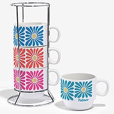 Bright Blooms Personalized 6oz Stackable Mugs - Set of 4  - 55301