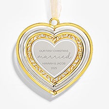 Wedding Engraved Spinning Metal Heart Ornament  - 55330