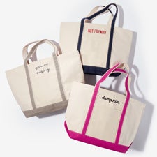 Embroidered Canvas Boat Tote - 55444