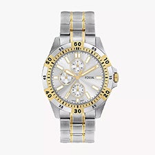 Engraved Fossil Garrett Two Tone Diver Stainless Watch - 55452