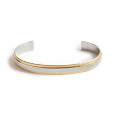 Engraved Fossil Textured Two Tone Cuff Bracelet     - 55460
