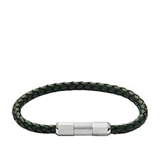 Fossil Knurled Leather Bracelet in Black - 55462