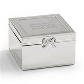 Engraved Silver Square Jewelry Box with Hinged Lid - 55464