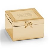 Engraved Gold Square Jewelry Box with Hinged Lid - 55465