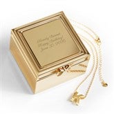 Engraved 14K Gold/Sterling Block Initial Necklace and Jewelry Box Set - 55504