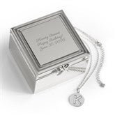 Engraved Sterling Silver Initial Disc Necklace & Jewelry Box Set - 55506