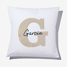 Natural Initial & Name Embroidered Applique Throw Pillow - 55759