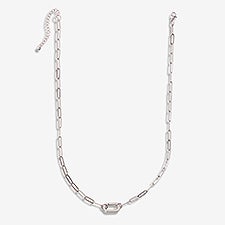 Paperclip Chain Charm Clasp Necklace in Silver - 55848