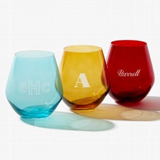 Tinted Sips Engraved Colored Stemless Wine Glasses  - 55849