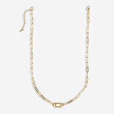 Paperclip Chain Charm Clasp Necklace in Gold   - 55850