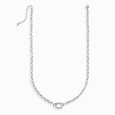Cable Chain Charm Clasp Necklace in Silver - 55852