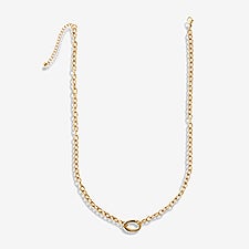 Cable Chain Charm Clasp Necklace in Gold  - 55853