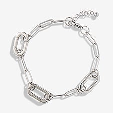Paperclip Chain Charm Clasp Bracelet in Silver  - 55854