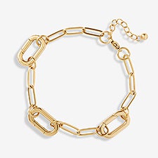 Paperclip Chain Charm Clasp Bracelet in Gold   - 55855