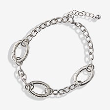 Cable Chain Charm Clasp Bracelet in Silver  - 55856