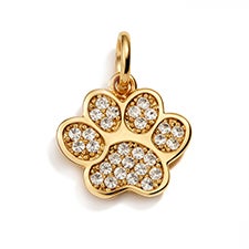 Jeweled Paw Print Charm - 55865