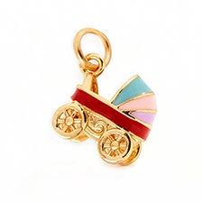 Enamel Baby Carriage Charm - 55868