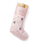 Embroidered Shooting Stars Stocking in Pink/Silver - 55887