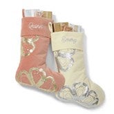 Embroidered Anastasia Velveteen Stocking in Pink and Gold - 55890