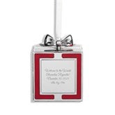 Engraved 3D Present Ornament with Bow in Red - 55896