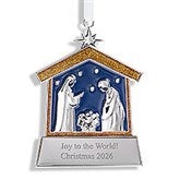 Engraved Nativity Manger Ornament - 55899