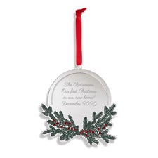 Engraved Round Wreath with Crystals Ornament - 55901