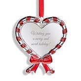 Engraved Candy Cane Heart Ornament - 55908