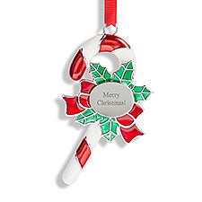 Engraved Candy Cane and Holly Ornament - 56027