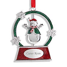 Engraved Spinning Snowman Globe Ornament - 56028