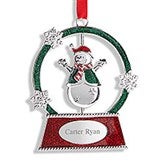 Engraved Spinning Snowman Globe Ornament - 56028