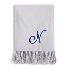 Embroidered Monogram Luxe Fringe Throw   - 56057
