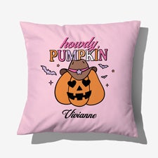 Kittenish Personalized Pinkoween Pumpkin Velvet Throw Pillow - 56094