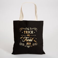 Kittenish Personalized Pinkoween Trick or Treat Black Canvas Tote - 56108