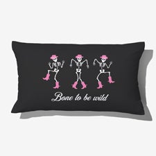 Kittenish Personalized Pinkoween Skeleton Lumbar Velvet Pillow - 56113