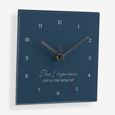 Family Name Personalized Square Glass Clock - 56179