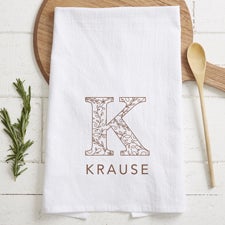 Floral Initial Personalized Tea Towel - 56256