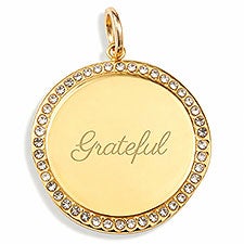 Engraved Jeweled Edge Disc Charm - 56418