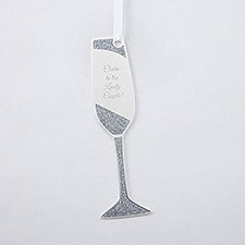 Engraved Silver Champagne Flute Metal Ornament  - 56450