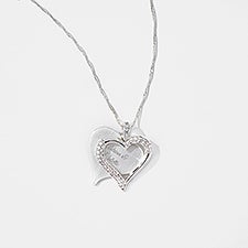 Engraved Silver Brushed Heart Swing Necklace  - 56458