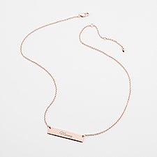 Engraved Rose Gold Bar Necklace  - 56465