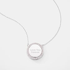 Engraved Silver Pave Round Sliding Locket  - 56467