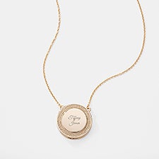 Engraved Gold Plated Round Sliding Locket  - 56468